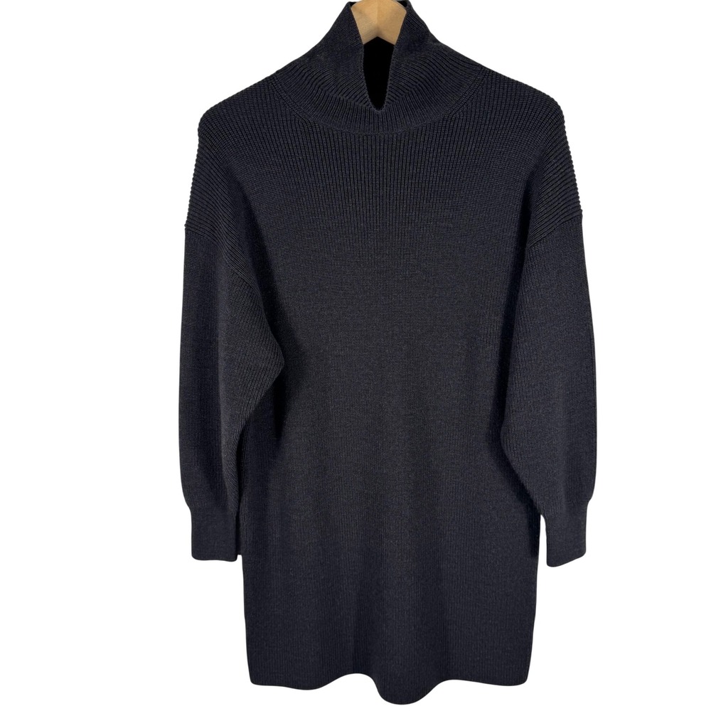 Babaton Aritzia Wool Mock Neck Sweater Dress Womens S Charcoal Grey 103661